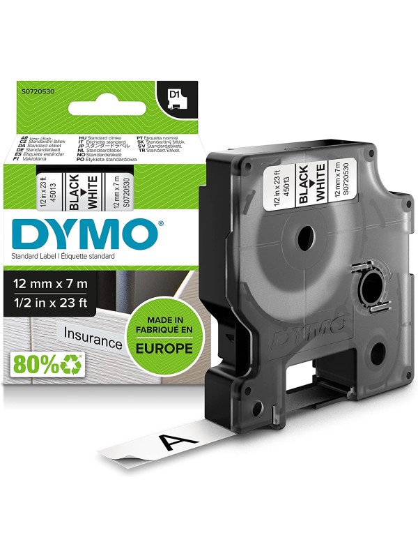 Ruban d'étiquettes d'origine Dymo D1 45013 Noir/ Blanc