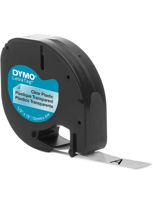 Letratag Dymo Ruban cassette Letratag plastique 12 mm x 4 m noir